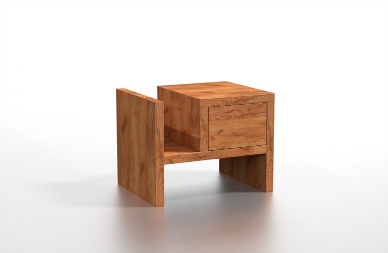 Noční stolek Pau z masivního dřeva - Dřevo: Ořech