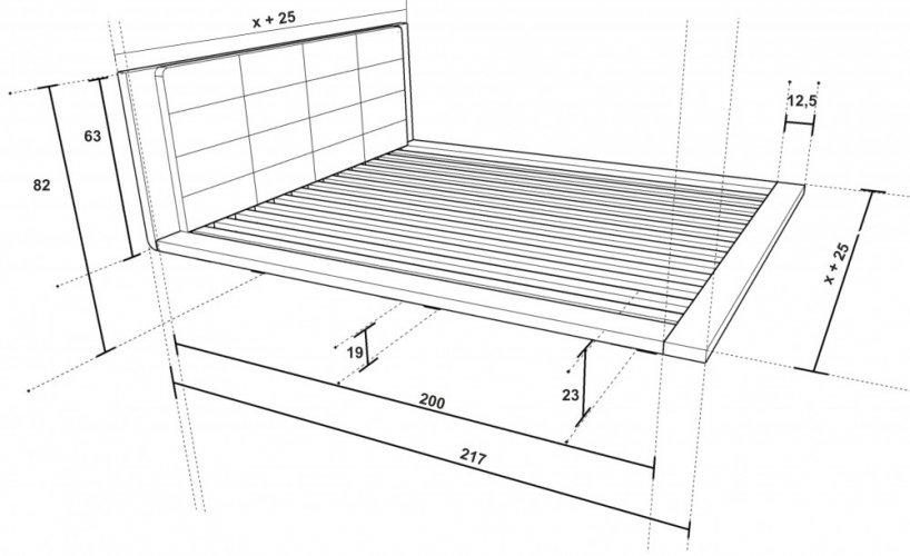 Postel Kuzma z masivního dřeva - Rozměr plochy pro matraci: 200x200, Dřevo: Třešeň