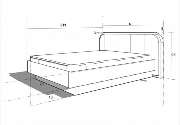 Postel Sense II z masivního dřeva - Rozměr plochy pro matraci: 200x200, Dřevo: Ořech