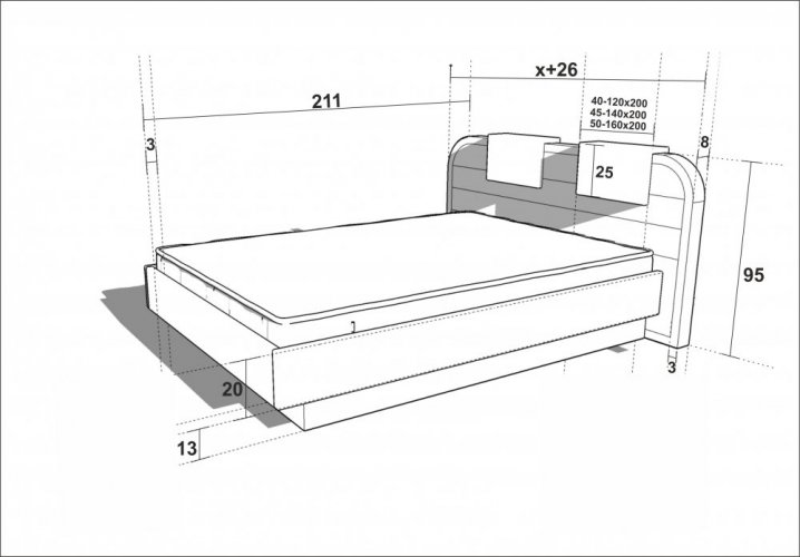 Postel Sense z masivního dřeva - Rozměr plochy pro matraci: 160x200, Dřevo: Třešeň