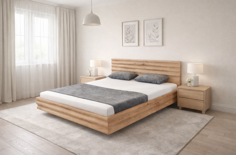Postel Wave z masivního dřeva - Rozměr plochy pro matraci: 200x200, Dřevo: Olše