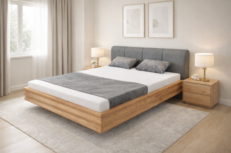 Postel Wave III z masivního dřeva - Rozměr plochy pro matraci: 180x200, Dřevo: Jasan