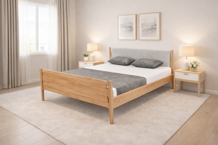 Postel Stick z masivního dřeva - Rozměr plochy pro matraci: 180x200, Dřevo: Dub